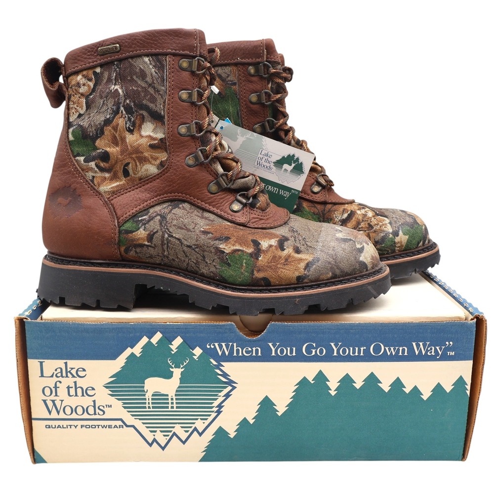 Lake of the Woods Hunting Boots Mens 8 D Vintage Camo Leather Thinsulate USA NIB
